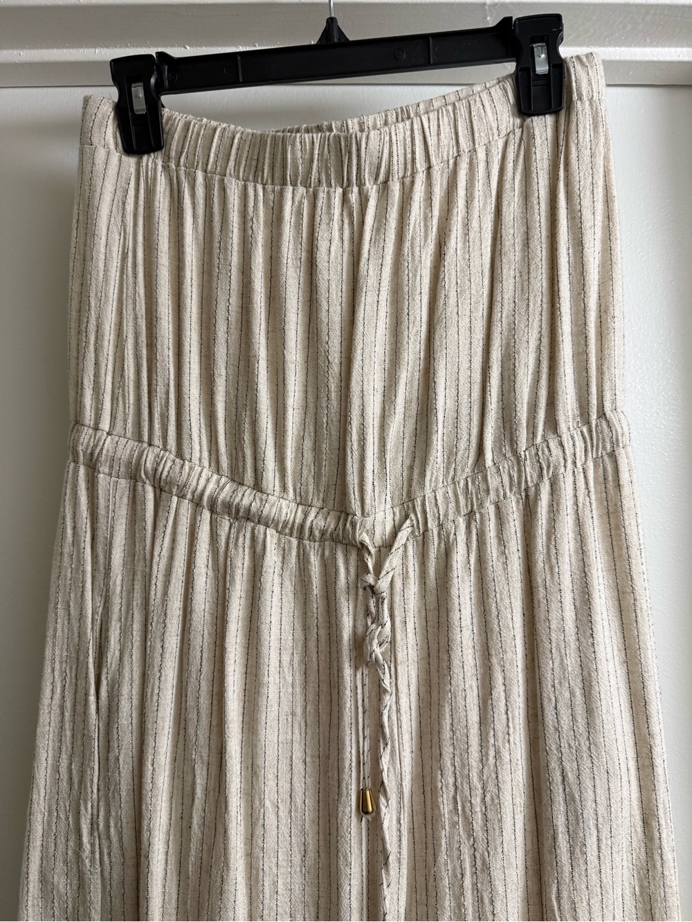 Lightweight Cream Striped Wide-Leg strapless romper - Picture 3 of 6